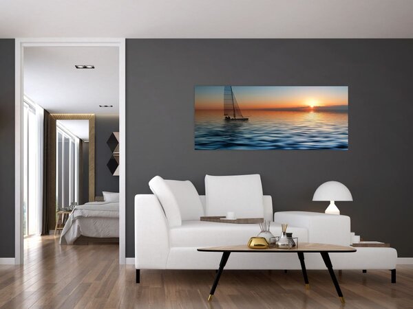 Tablou - Bărci cu vele pe mare (120x50 cm)