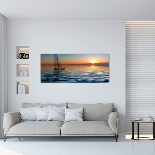 Tablou - Bărci cu vele pe mare (120x50 cm)