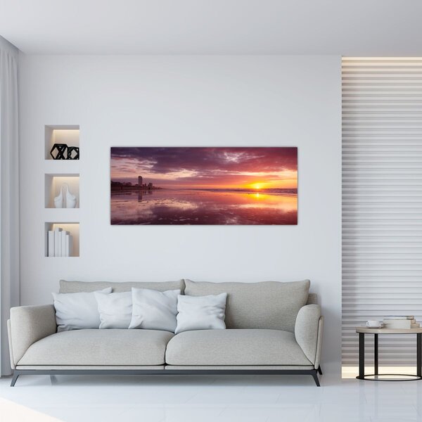 Tablou - Plajă la apus de soare (120x50 cm)