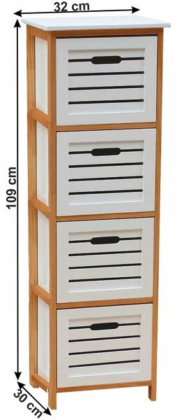 Comoda TALAS, alb/stejar natural, 32x30x109 cm