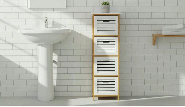 Comoda TALAS, alb/stejar natural, 32x30x109 cm