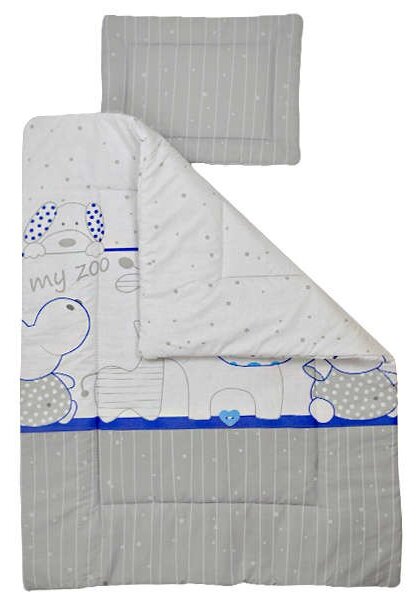 Lenjerie de pat cu 4 piese MyKids cu design cu animalute #gri-albastru (4C)