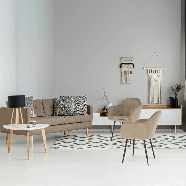 Scaun ZIRKON, gri-maro taupe/negru, stofa catifelata/metal, 56x55x82 c