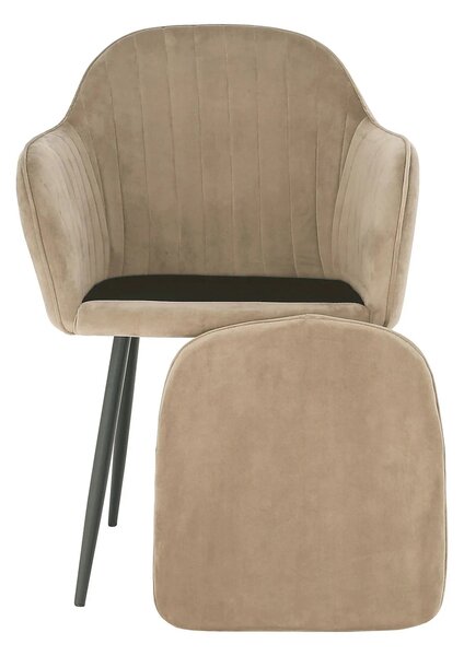 Scaun ZIRKON, gri-maro taupe/negru, stofa catifelata/metal, 56x55x82 c