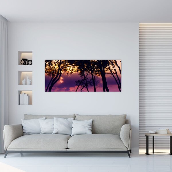 Tablou - Copaci la apus de soare (120x50 cm)