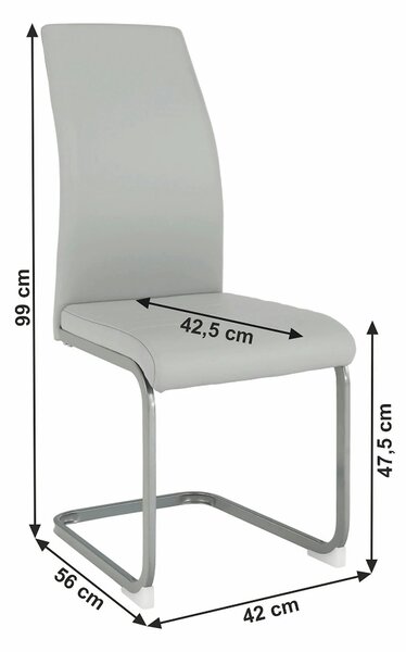 Scaun NOBATA, gri deschis, piele ecologica/metal, 42x56x99 cm