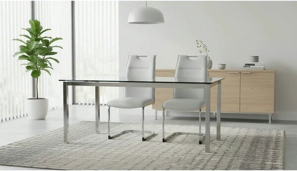 Scaun TOSENA, gri deschis/crom, piele ecologica/metal, 44x61x98 cm