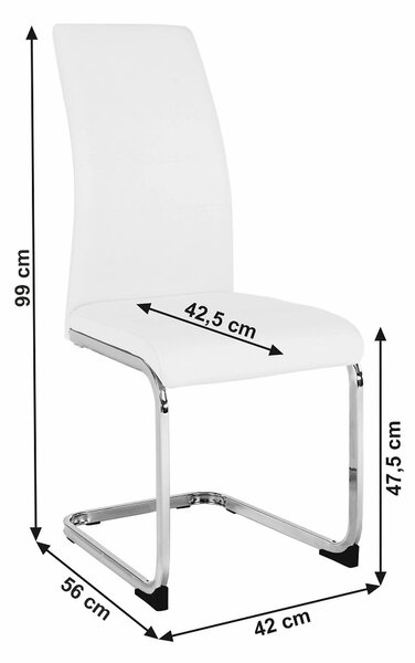 Scaun VATENA, alb/crom, piele ecologica/metal, 42x56x99 cm