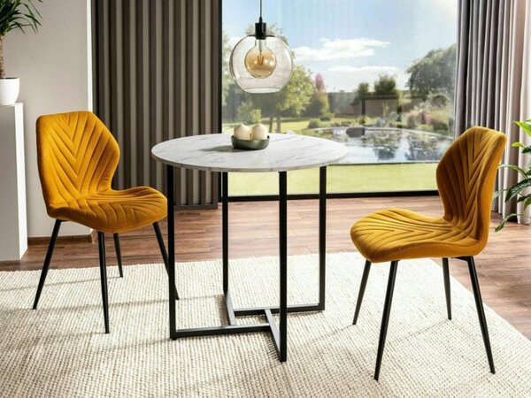Masa rotunda de dining ALTO II 80 cm, decor marmura alba