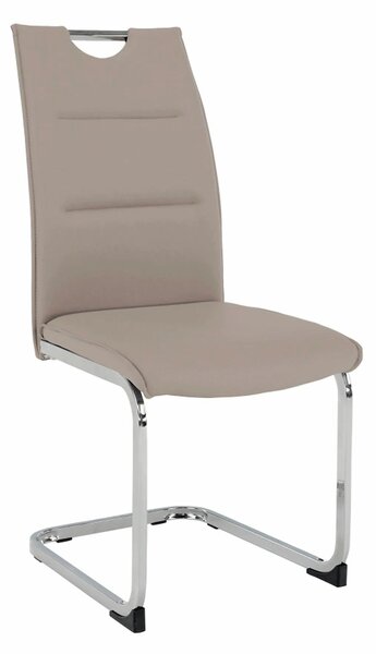 Scaun dining TOSENA, maro deschis/crom, piele ecologica/metal, 44x61x9