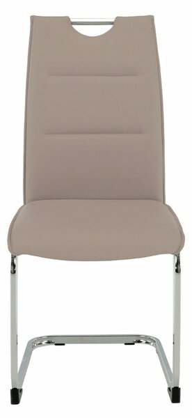 Scaun dining TOSENA, maro deschis/crom, piele ecologica/metal, 44x61x9