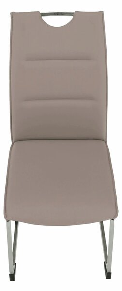 Scaun dining TOSENA, maro deschis/crom, piele ecologica/metal, 44x61x9