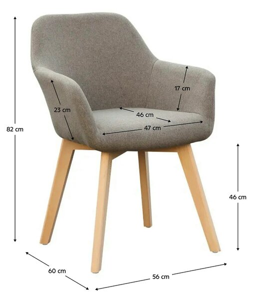 Scaun CLORIN NEW, grej/fag, tesatura/lemn, 56x60x82 cm