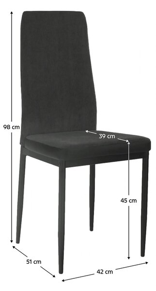 Scaun ENRA, gri inchis/negru, textil/metal, 41x46x98 cm