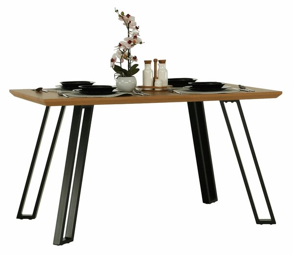 Masa PEDAL, stejar/negru, 140x80x76 cm