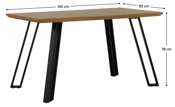 Masa PEDAL, stejar/negru, 140x80x76 cm