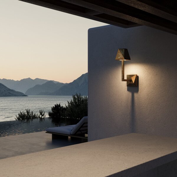Moretti Luce Aplică de exterior cu LED Silva Edge, înălțime 30,5 cm, alamă antică, Bronz / Alamă Veche, Alamă, Casă de țară / Rustic