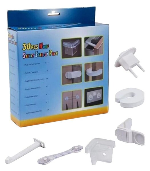 Kit protectie mobilier copii, 30 de accesorii, plastic