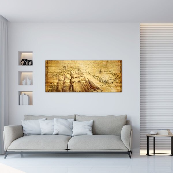 Tablou - Harta veche (120x50 cm)