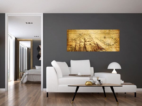 Tablou - Harta veche (120x50 cm)