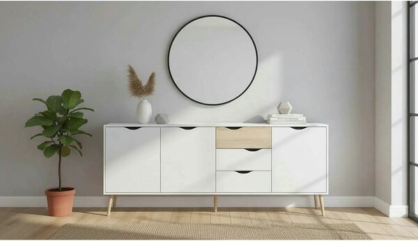 Comoda OSLO 75454, stejar sonoma/alb, DTD laminat, 196x39x82 cm