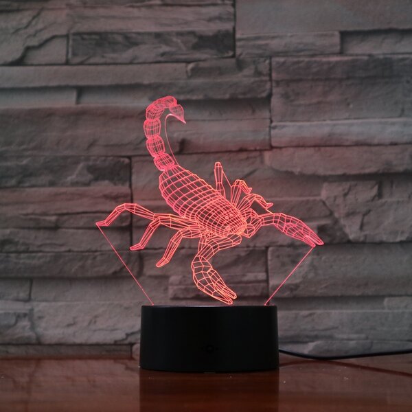 Lampă LED 3D Scorpion cu iluminizare în 7 culori