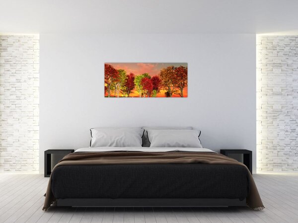 Tablou - Copaci colorate (120x50 cm)