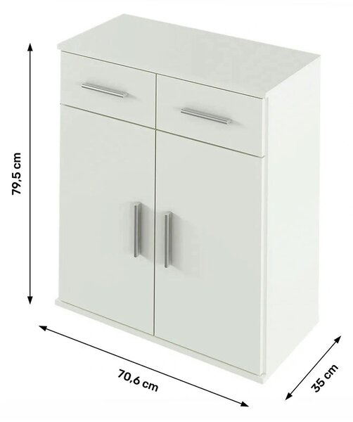 Comoda RESITA TYP 2, alb, DTD laminat, 71x35x80 cm