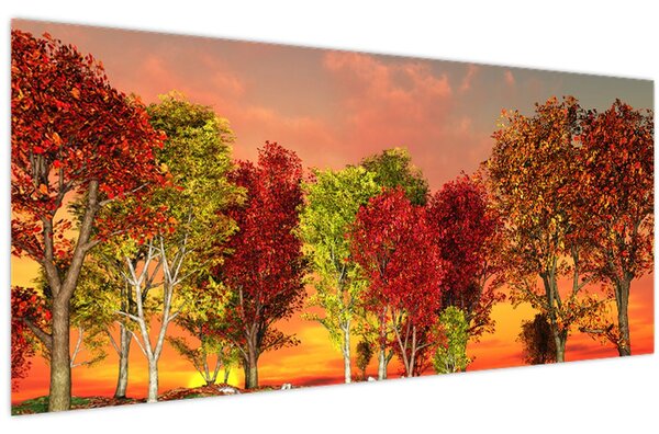 Tablou - Copaci colorate (120x50 cm)
