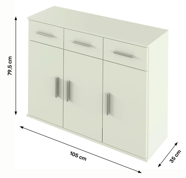 Comoda RESITA TYP 3, alb, DTD laminat, 105x35x80 cm