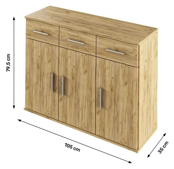 Comoda RESITA TYP 3, stejar artisan, DTD laminat, 105x35x80 cm