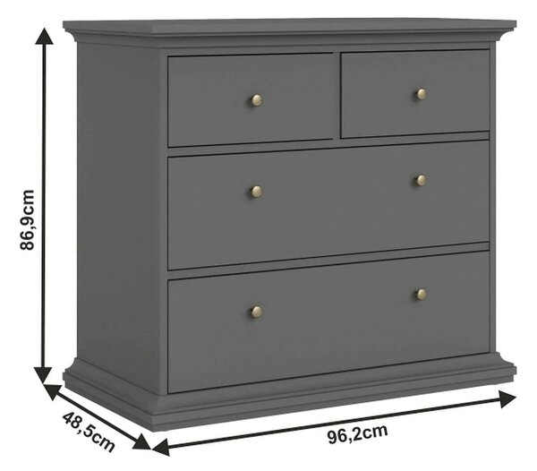 Comoda PARIS, gri, PAL laminat/metal, 96x49x87 cm