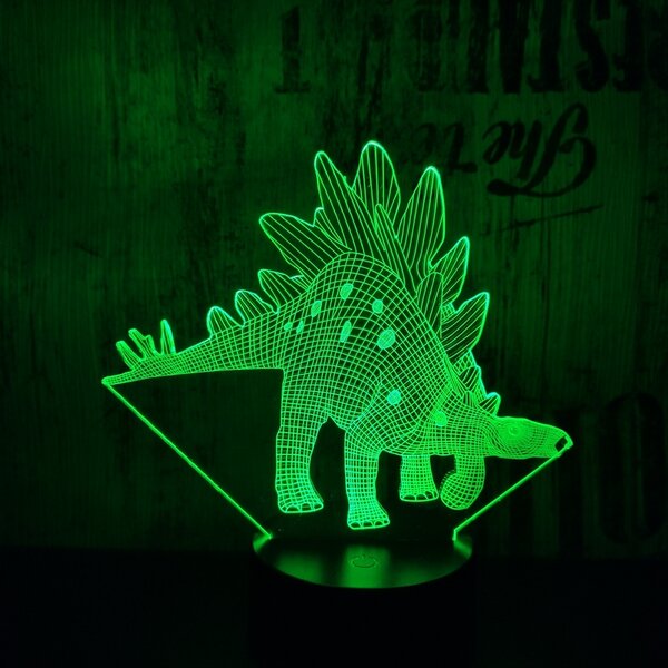 Lampă LED 3D Stegozaur cu iluminizare în 7 culori