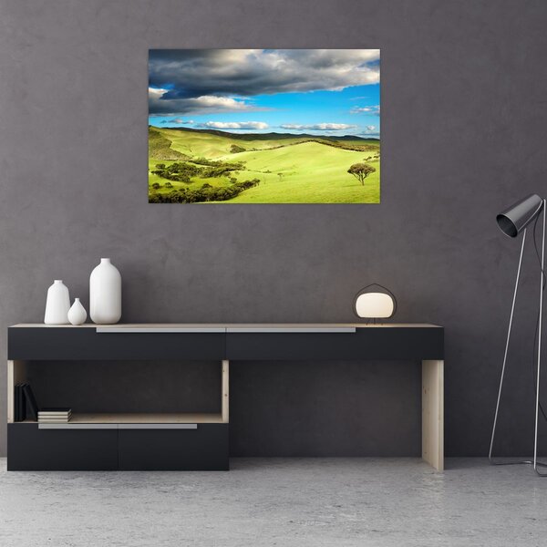 Tablou - Peisaj verde cu dealuri (90x60 cm)