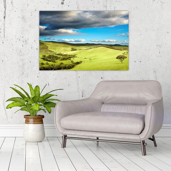 Tablou - Peisaj verde cu dealuri (90x60 cm)
