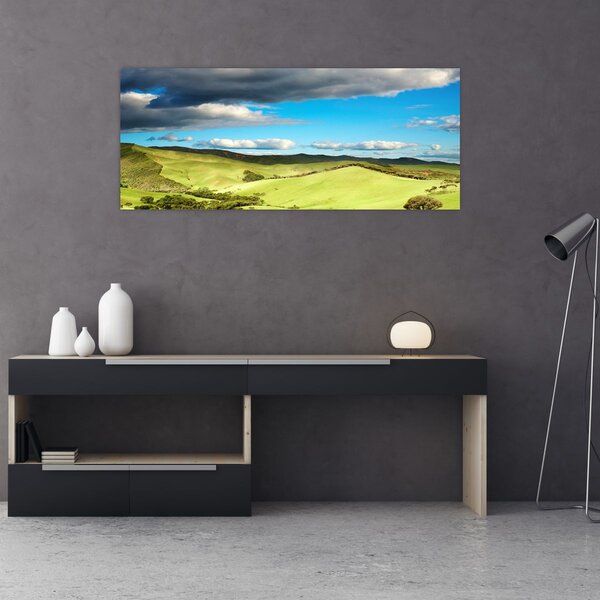 Tablou - Peisaj verde cu dealuri (120x50 cm)