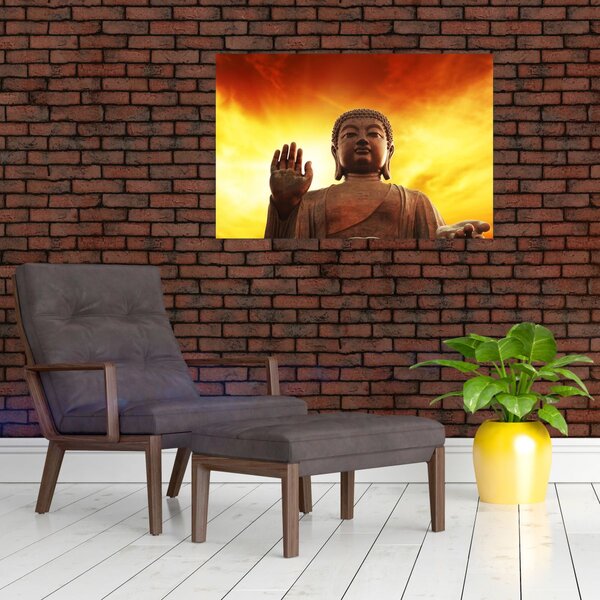 Tablou - Buddha cu fundal roșu și galben (90x60 cm)