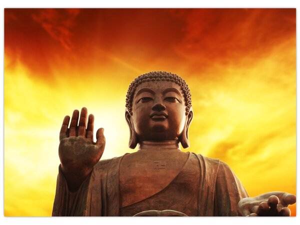 Tablou - Buddha cu fundal roșu și galben (70x50 cm)