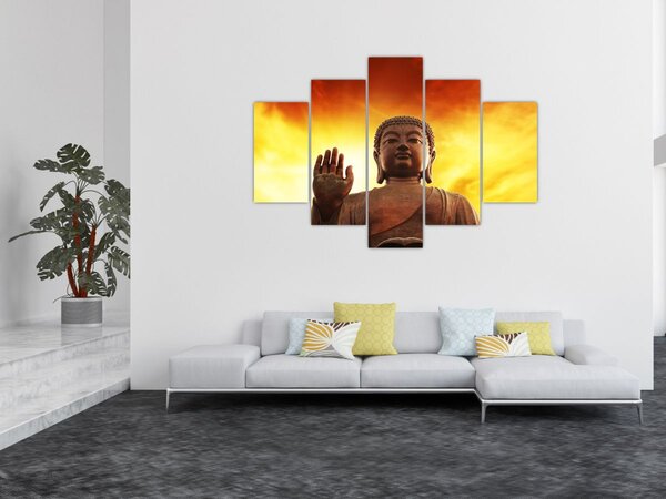 Tablou - Buddha cu fundal roșu și galben (150x105 cm)