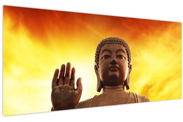 Tablou - Buddha cu fundal roșu și galben (120x50 cm)