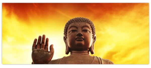 Tablou - Buddha cu fundal roșu și galben (120x50 cm)