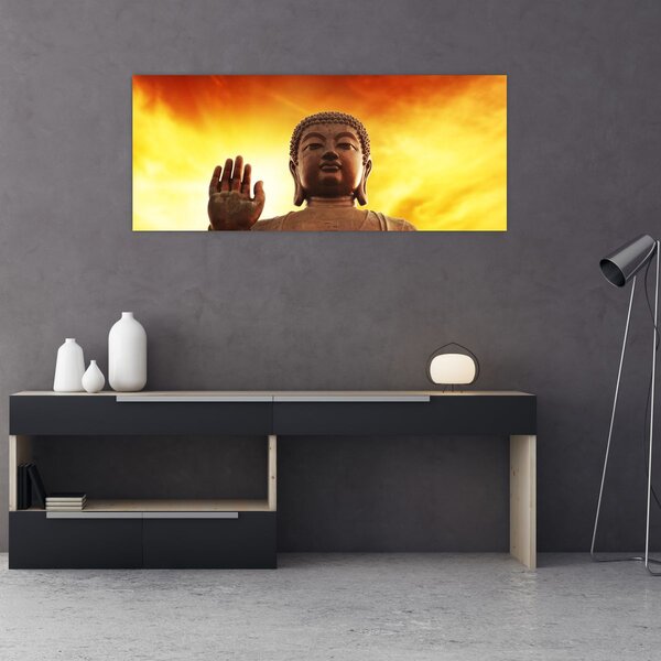 Tablou - Buddha cu fundal roșu și galben (120x50 cm)