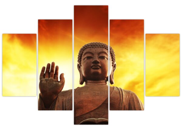 Tablou - Buddha cu fundal roșu și galben (150x105 cm)