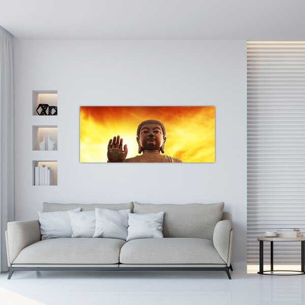 Tablou - Buddha cu fundal roșu și galben (120x50 cm)