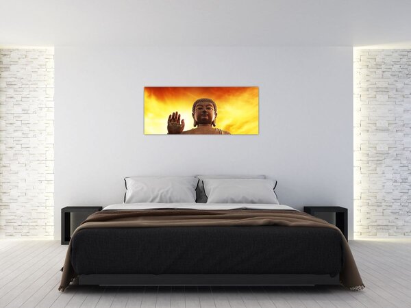 Tablou - Buddha cu fundal roșu și galben (120x50 cm)