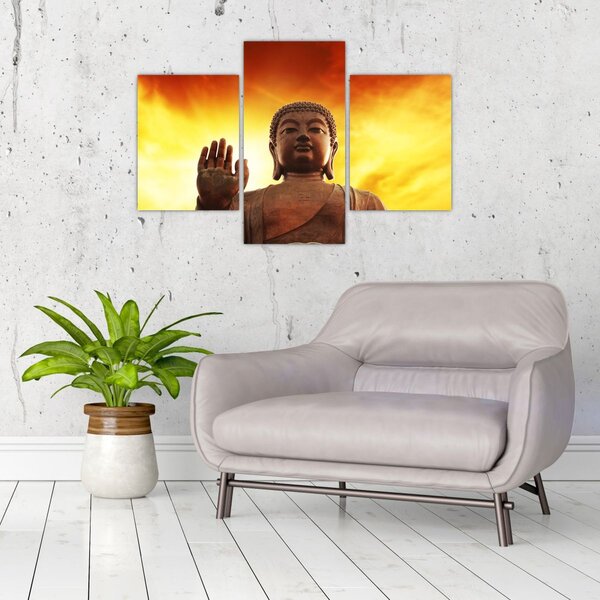 Tablou - Buddha cu fundal roșu și galben (90x60 cm)