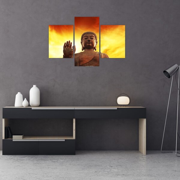 Tablou - Buddha cu fundal roșu și galben (90x60 cm)