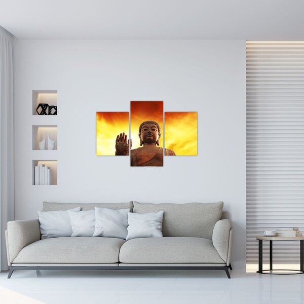 Tablou - Buddha cu fundal roșu și galben (90x60 cm)