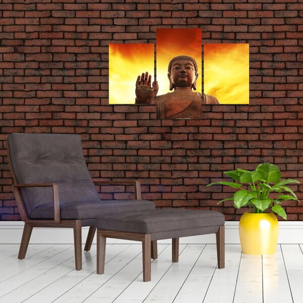 Tablou - Buddha cu fundal roșu și galben (90x60 cm)