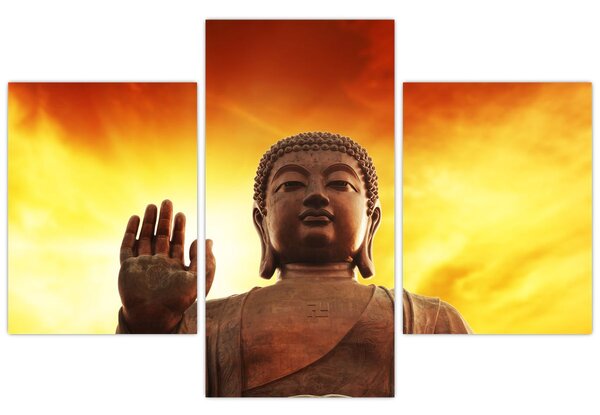 Tablou - Buddha cu fundal roșu și galben (90x60 cm)